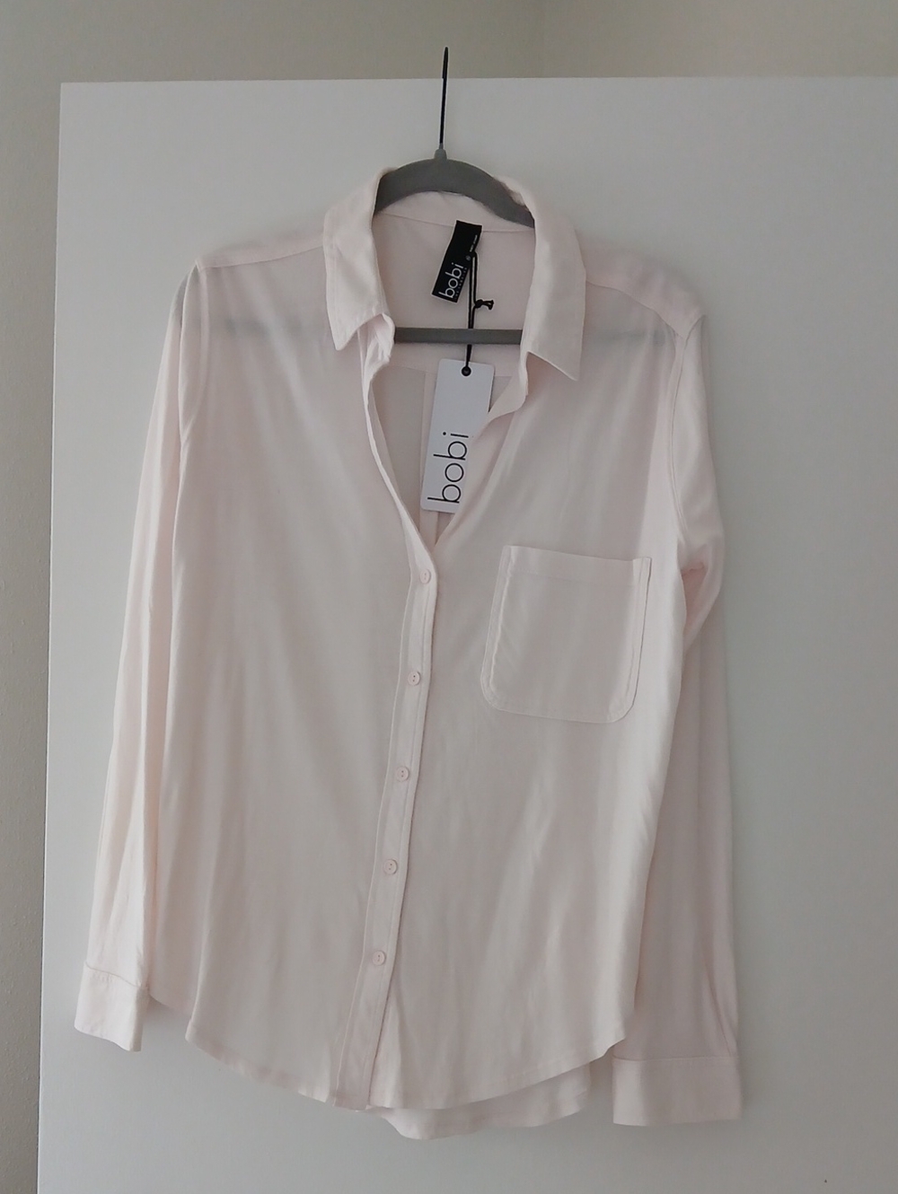 bobi Pale Pink Long Sleeve Button-Down Shirt Nwt XL